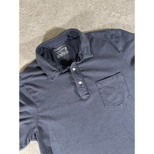 Faherty Polo Shirt Mens Large Blue Sunwashed Organic Cotton Pocket Casual Soft